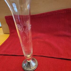 EUC VTG Etched Crystal Vase by Duchin